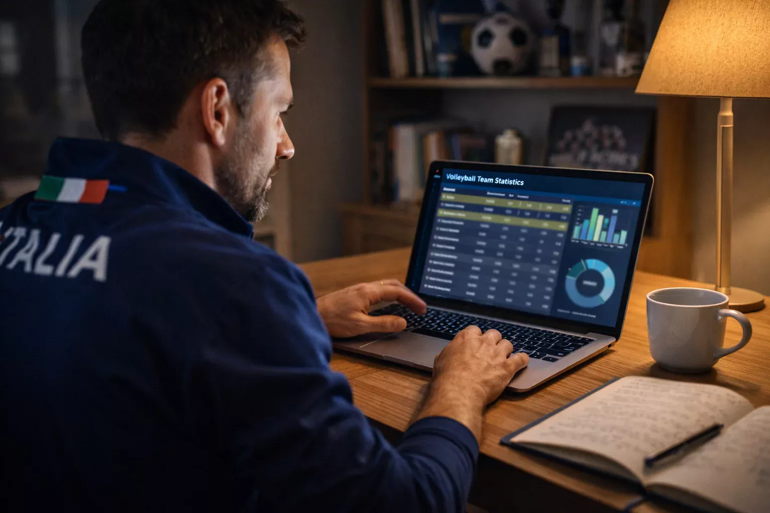 Appassionato che analizza statistiche delle squadre di pallavolo