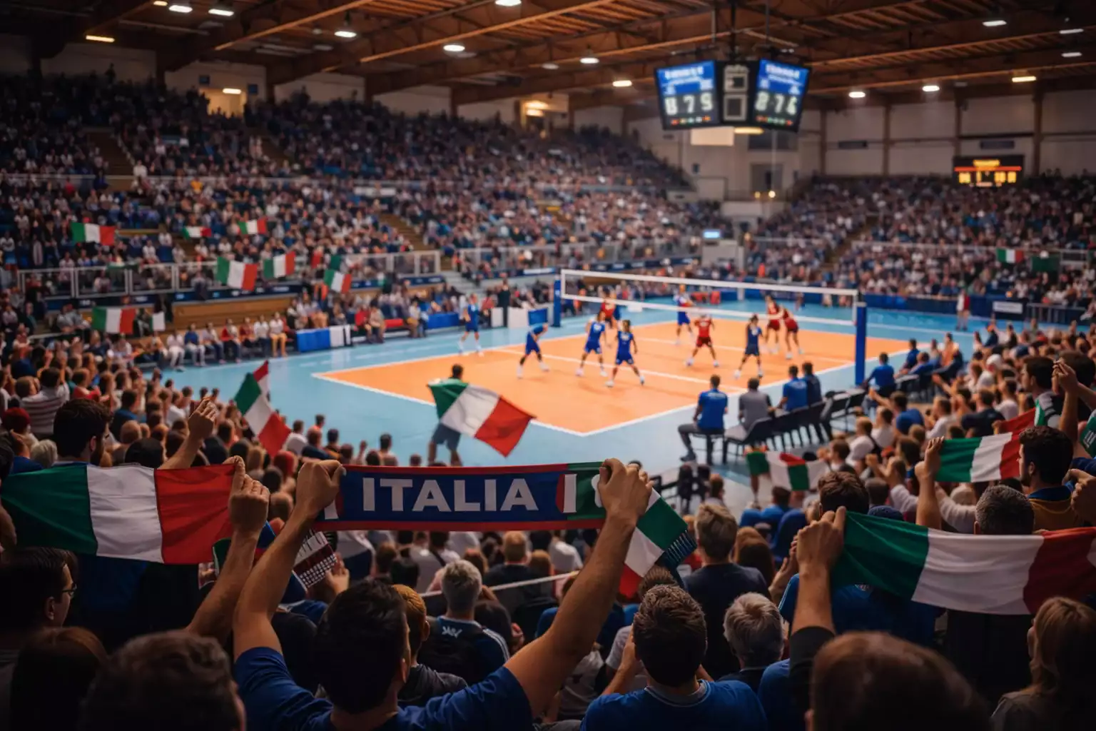 Palazzetto dello sport italiano durante partita di Superlega