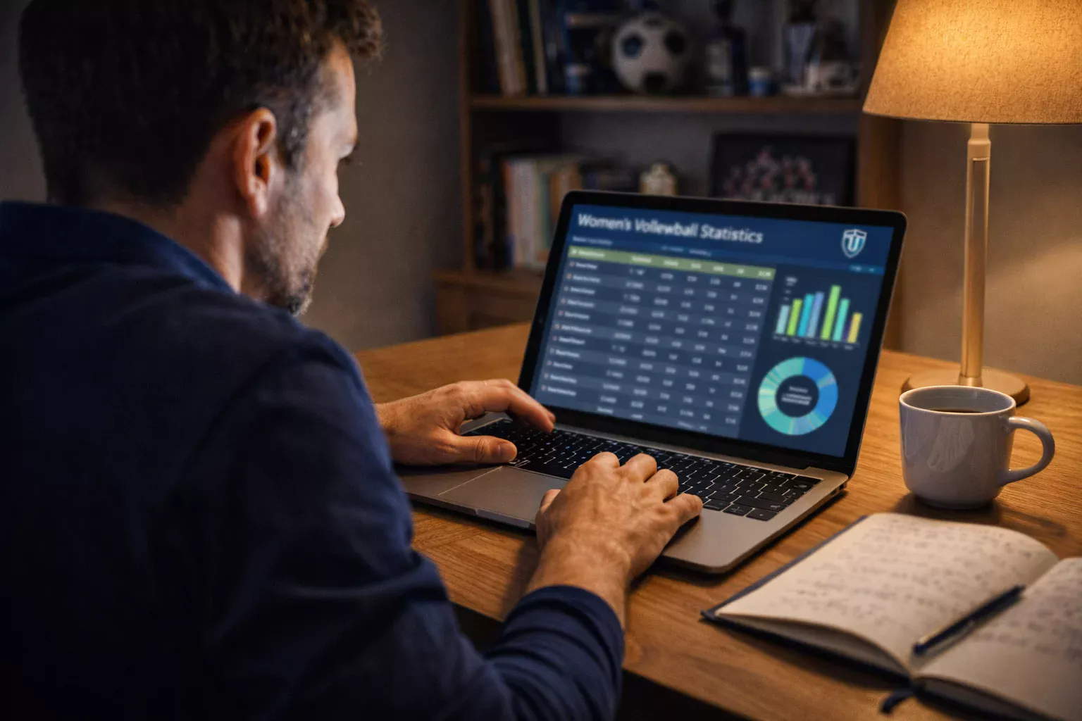 Appassionato che studia statistiche di pallavolo femminile
